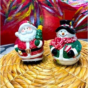 Santa and Snowman Salt and Pepper Shakers.